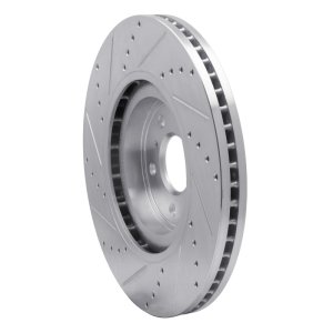 Infiniti QX70 Brake Rotor (1) - Front Right - R1 Concepts - Drilled & Slotted - Silver - `08-`25